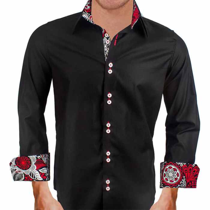 Men's red and black dress shirt