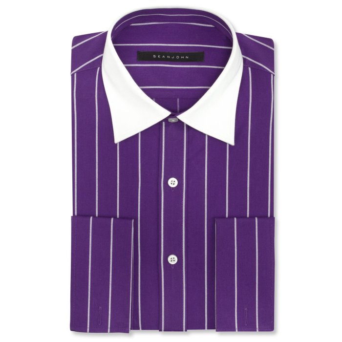 Purple french cuff men's dress shirt